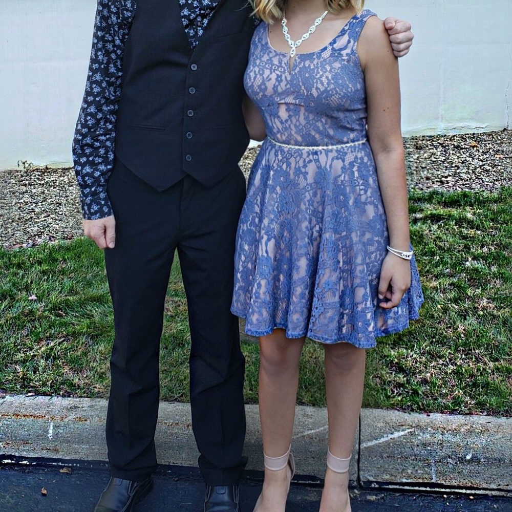 Blue Lacey Homecoming/Prom Dress